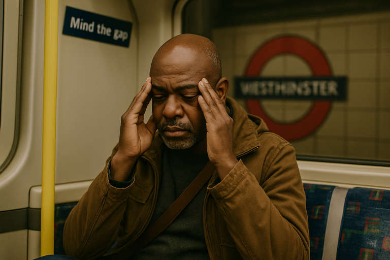 Depressed man on tube 768 Hypnotherapy for depression