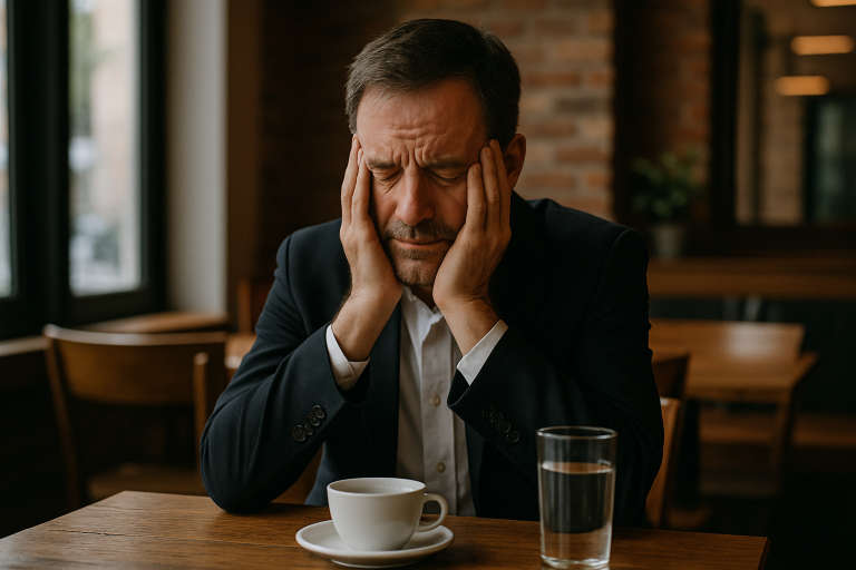 Stressed man in a restaraunt 768 Getting rid of stress